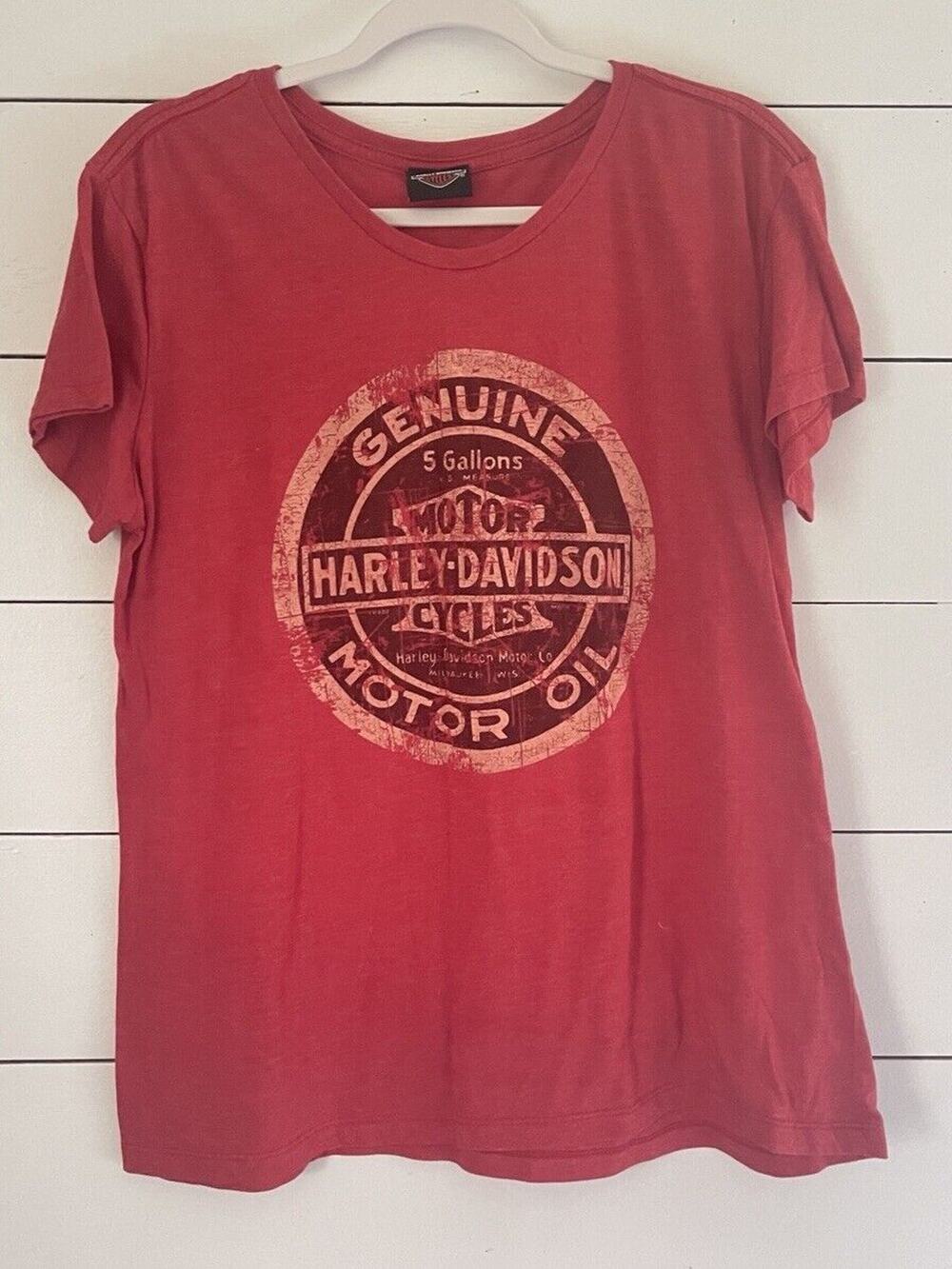 Genuine Harley Davidson Women’s Motor Oil Bowling Green KY Red T Shirt Size 2XL